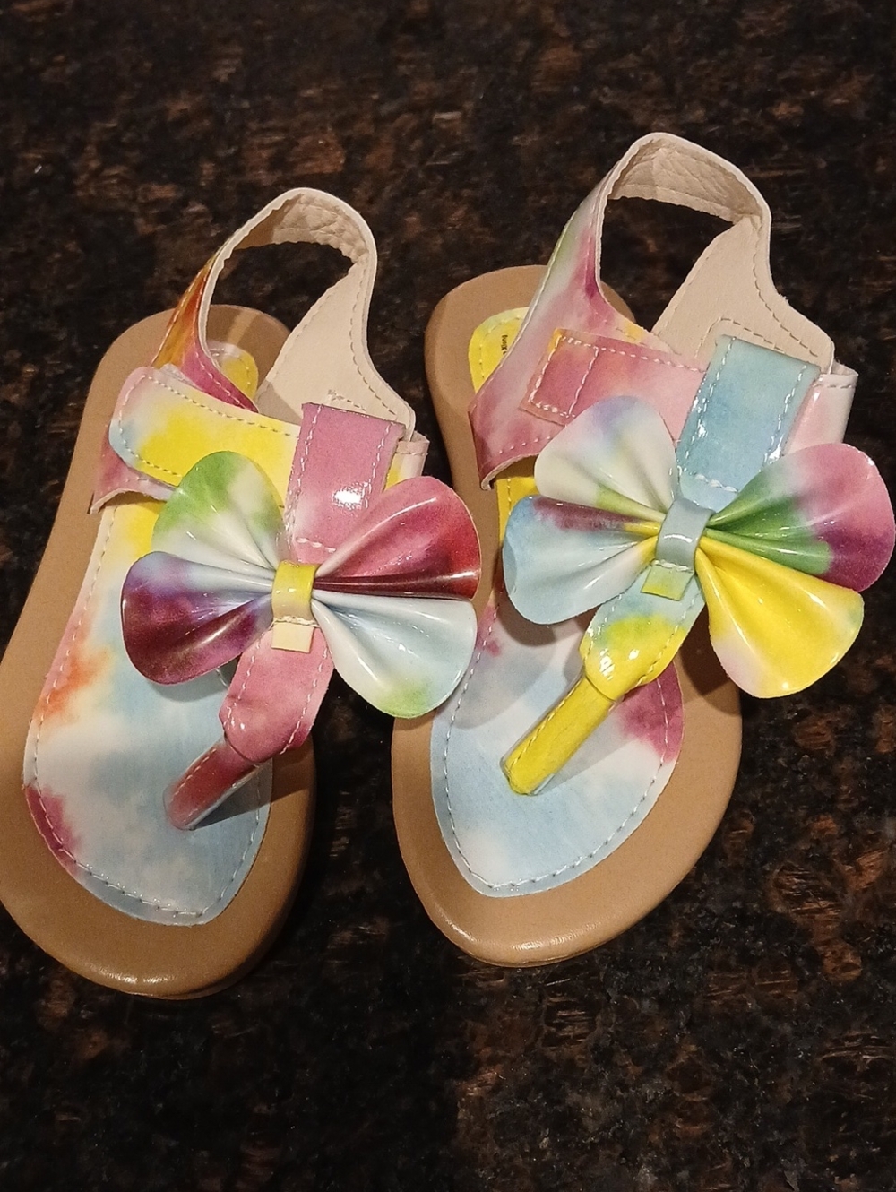 Kids Tie-Dye Bow Toe-Post Sandals - Multi